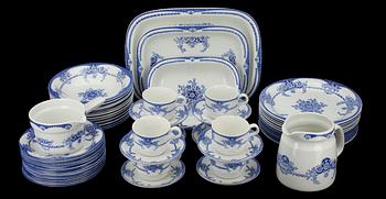 MAT- samt KAFFESERVIS, 53 delar, flintgods, "Ulrika Blå" Rörstrand 1970-1975.
