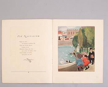 BARNBOK, "Lars och Lisa i Stockholm" med text av Nils Ferlin, färgteckningar av Gösta Bjelkebo, 1937.