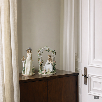 Marco Antonio Nogueron, figurine, "Tranquility", and "Time for Reflection", Lladró, Spain.