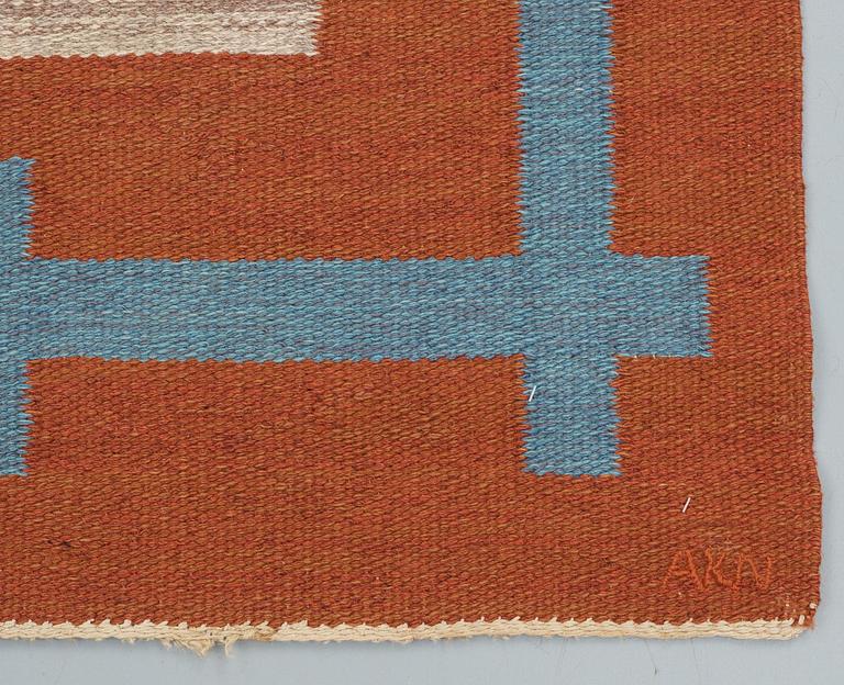 CARPET. Rölakan (flat weave). 220,5 x 202,5 cm. Signed AKN NBH.