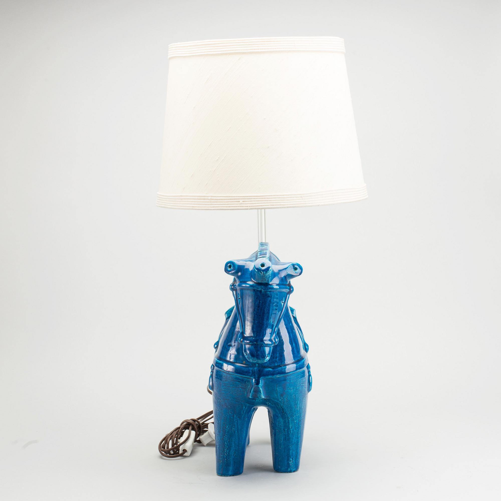 ALDO LONDI, BORDSLAMPA, blå häst, för Bitossi Italien.