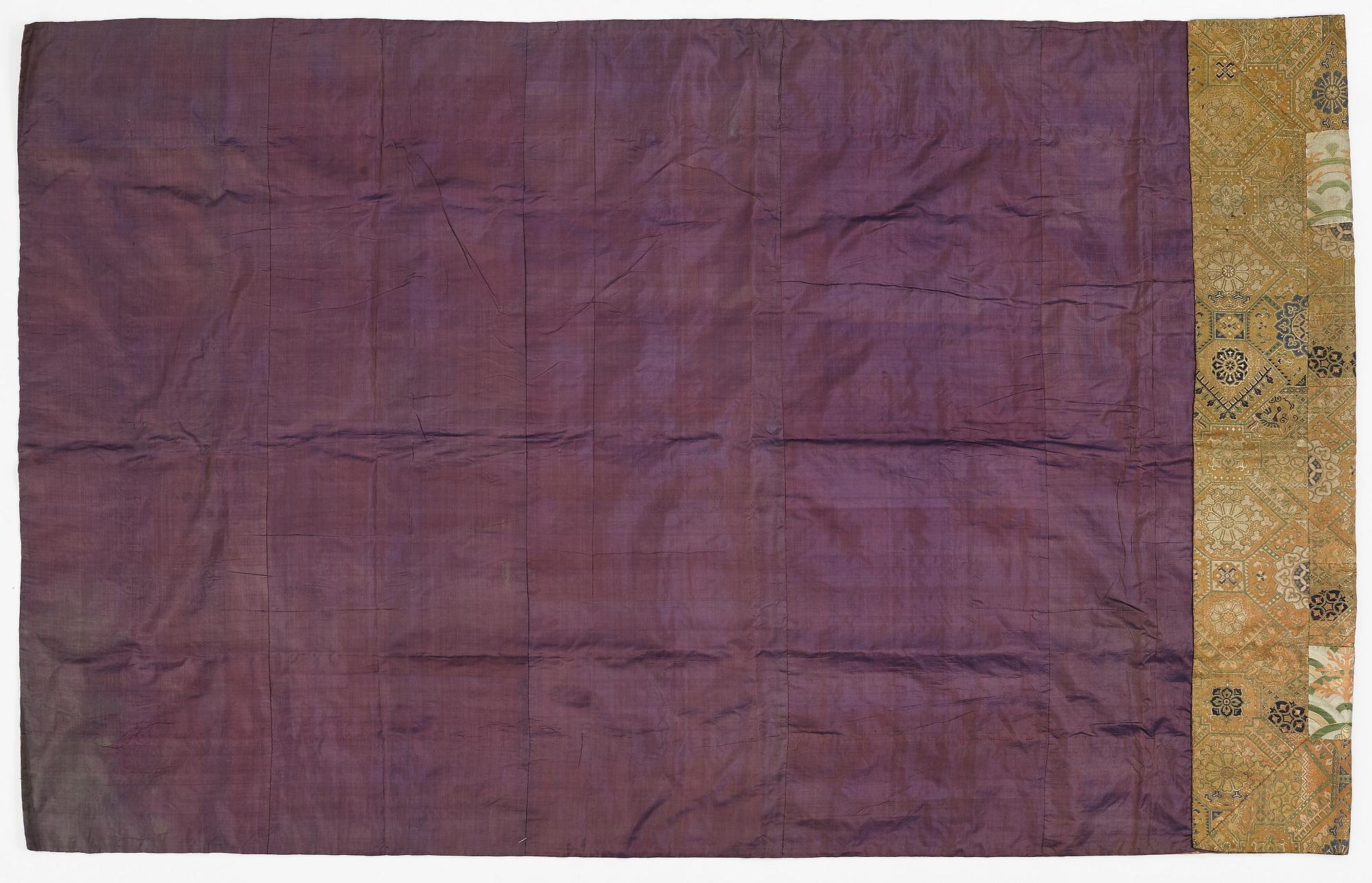 A patchwork blanket with Japanese silk brocade, Meiji period (1868-1912).