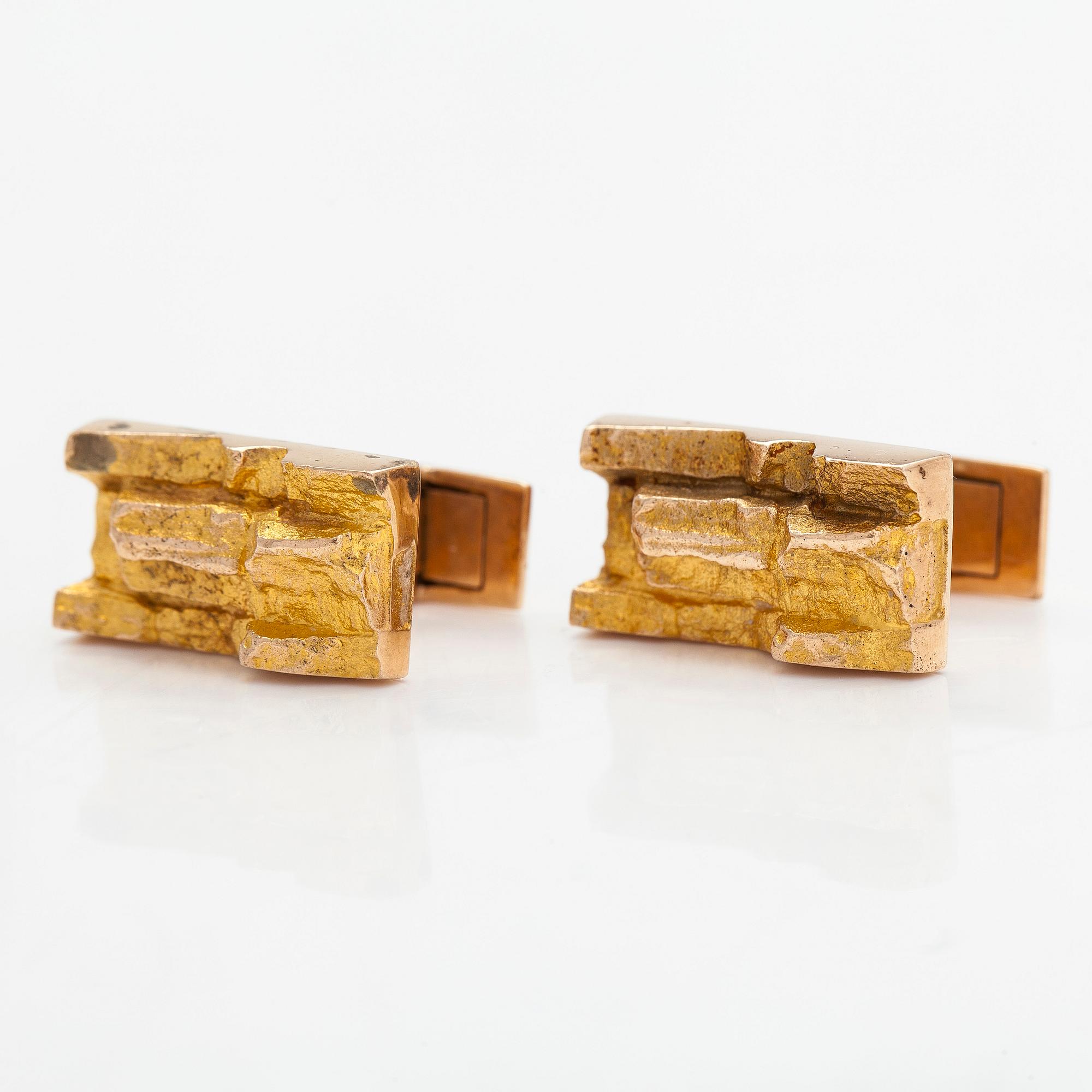 Björn Weckström, manschettknappar,
"Guldrya", 14K guld, Lapponia 1967.