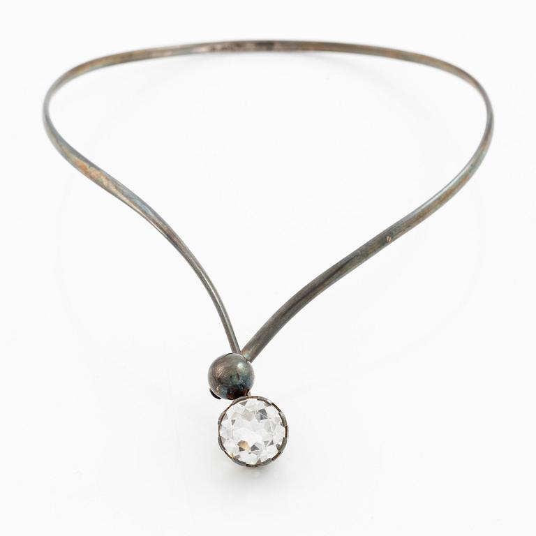 Necklace by Arvo Saarela, silver with rock crystal.