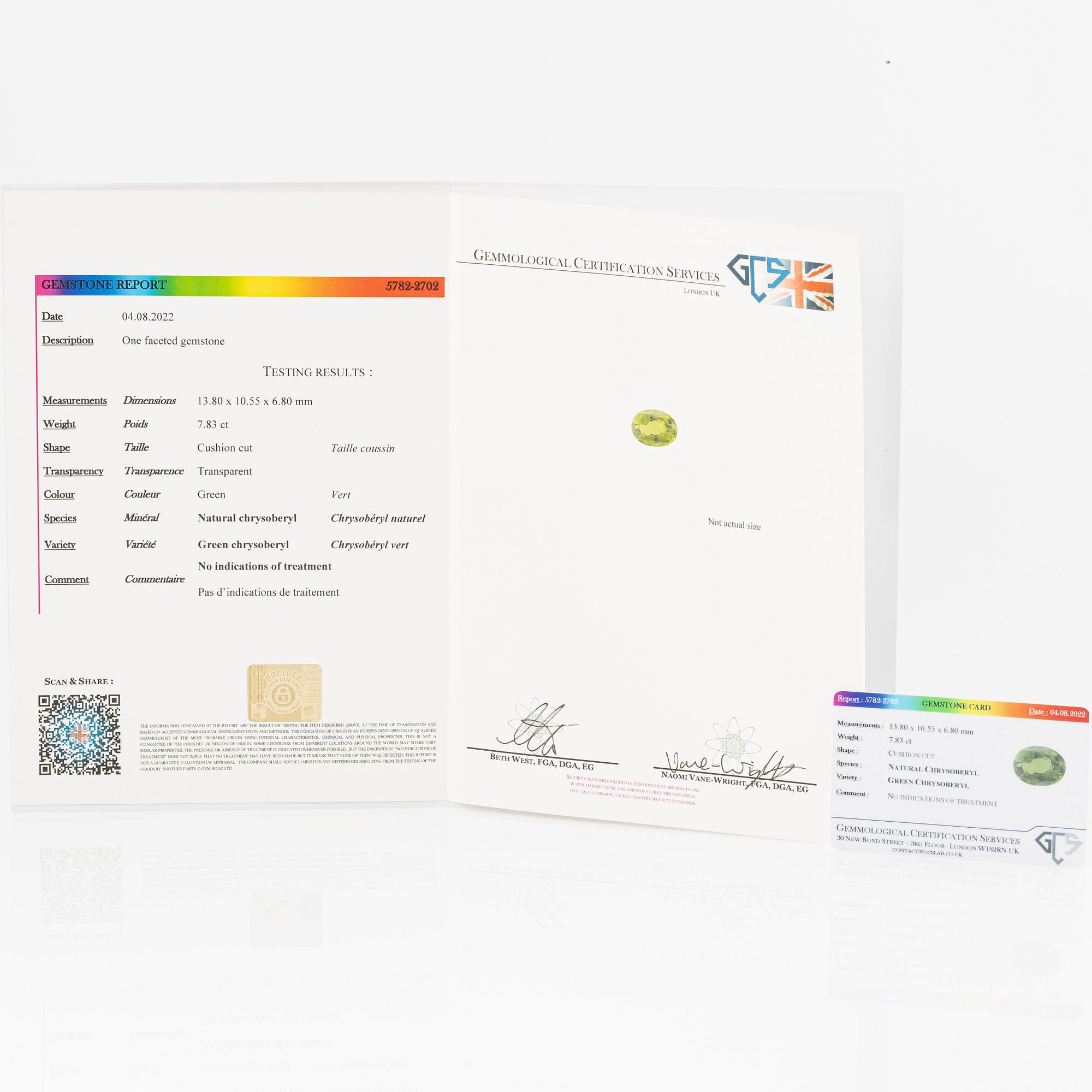 Ring, cocktail ring 18K white gold with chrysoberyl and brilliant-cut diamonds.