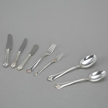 BESTICKSERVIS, 84 delar, silver, svenska importstämplar, 1900-tal. Vikt ca 1893g.