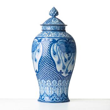 Gunnar Wennerberg, & PEDER MÖLLER, a creamware lidded jar, Gustafsberg, Sweden 1896.