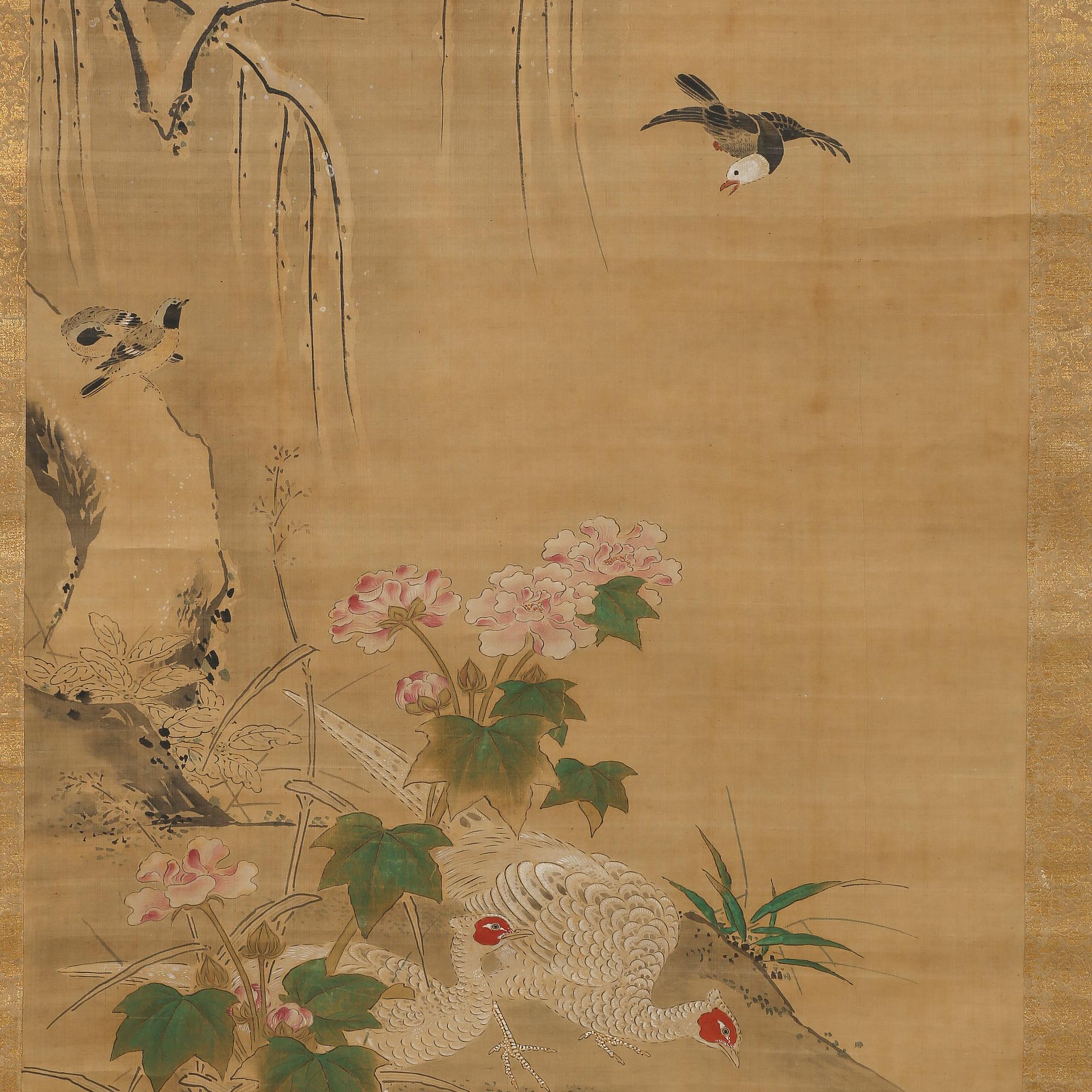RULLMÅLNINGAR, 2 st, siden på papper, bär signatur, Japan 1900-tal.