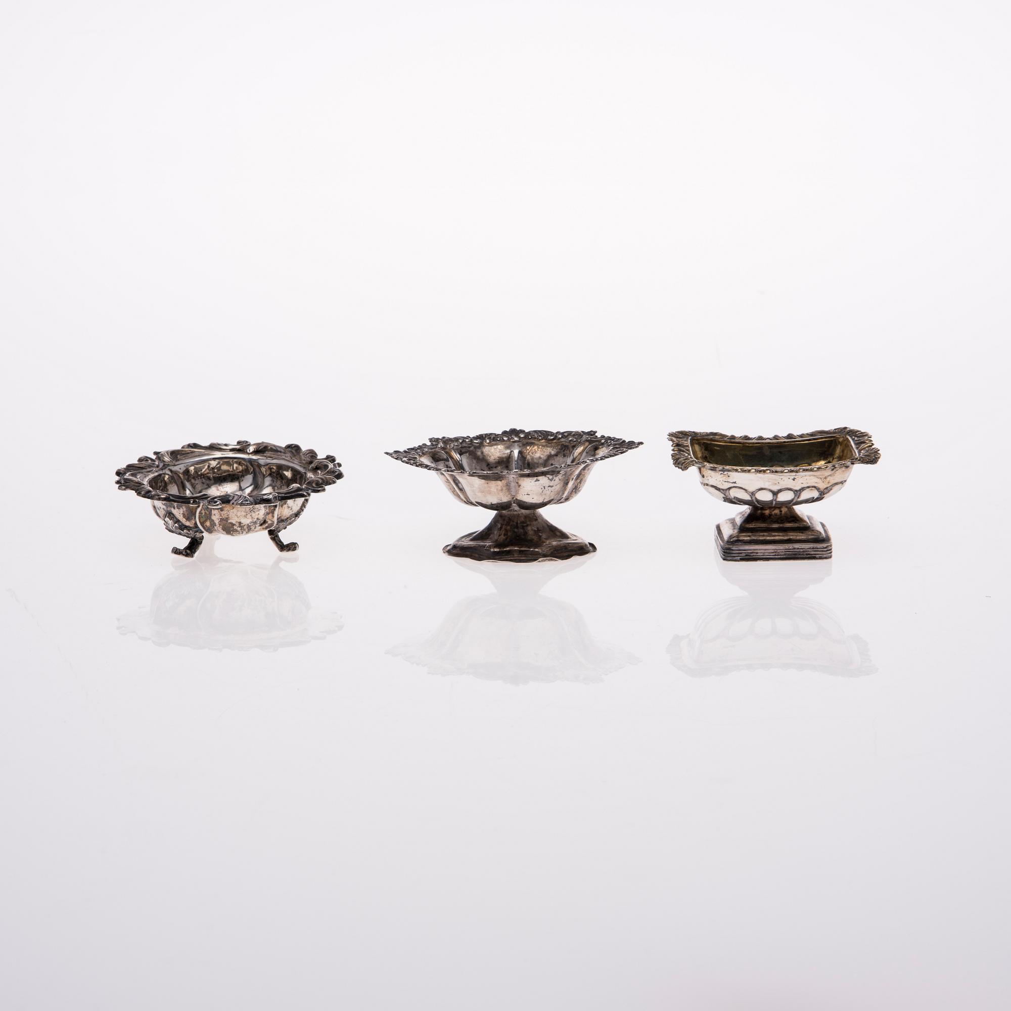 SALTKAR, 3 st, silver, Ryssland 1800-tal. Vikt 155 g.