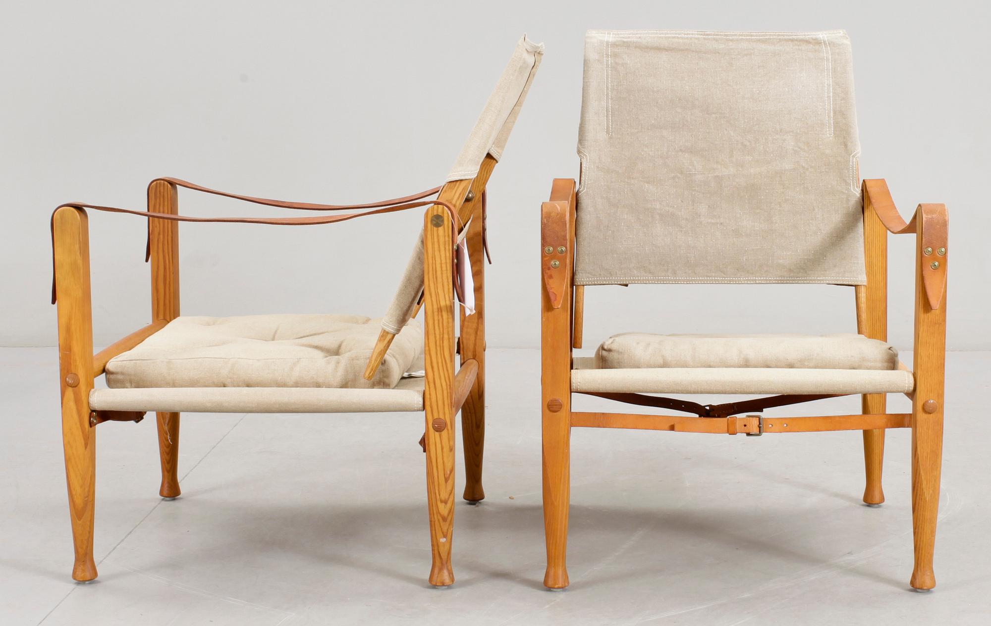 FÅTÖLJER, ett par, "Safari", Kaare Klint för Rud. Rasmussens Snedkerier Asp, Danmark. Formgiven 1933.