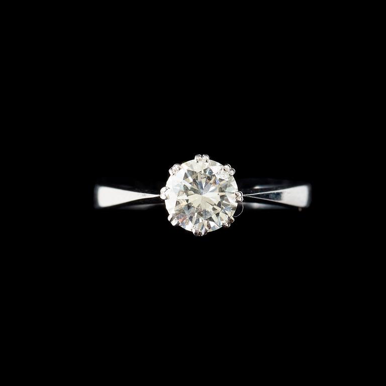 A brilliant-cut diamond, circa 0.72 ct, ring. Quality circa I/VS.