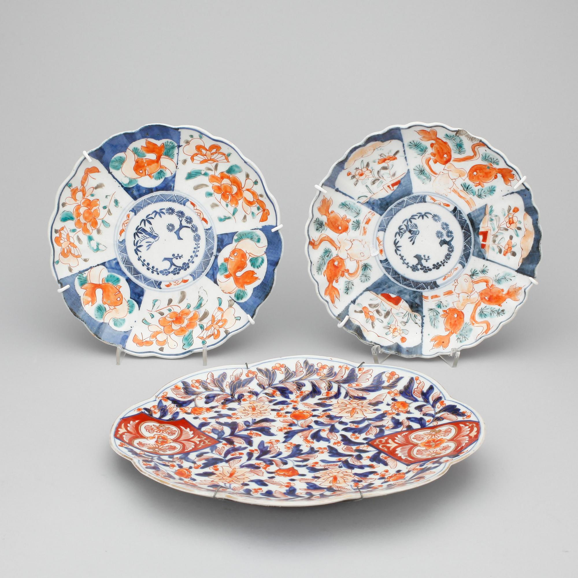 FAT, 3 st, porslin, Imari, Japan, 1800-tal.