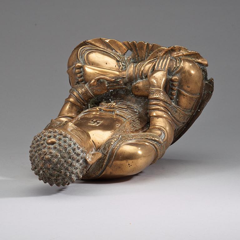 BUDDHA, patinerad brons. Mingdynastin (1368-1644).