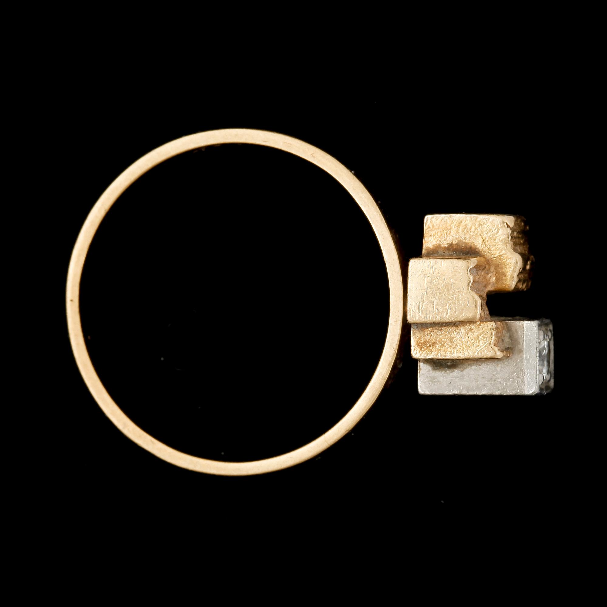RING, 18k guld med briljantslipad diamant ca 0,10ct, Björn Weckström, Lapponia, vikt ca 3g.