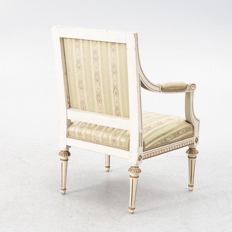 Armchair, by Ephraim Ståhl, (master in Stockholm 1794-1820). Late Gustavian.