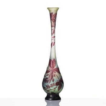 Emile Gallé, a set of two Art Nouveau cameo glass vases, Nancy, France.