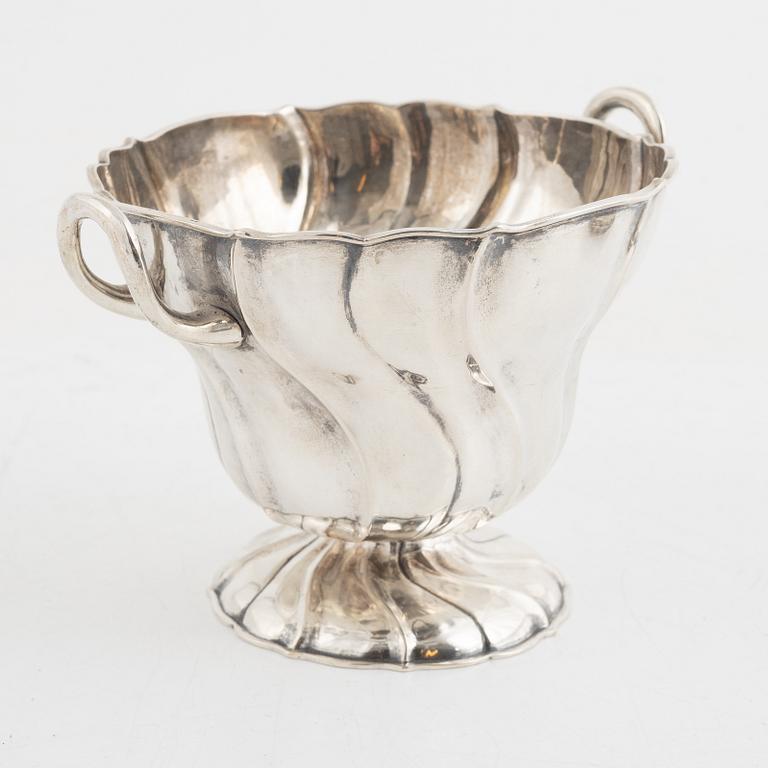 A silver bowl and a box with cover, including Denmark, mid 19th Century.