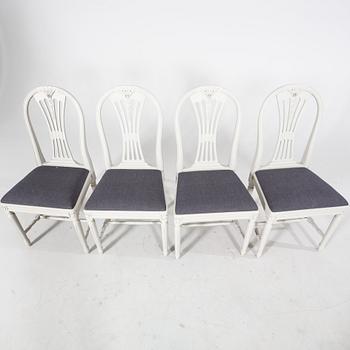 A set of four Gustavian style painted chairs mid 1900s/later part.