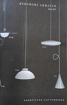 Alf Svensson, two ceiling lamps, model "T 7", Bergboms, Malmö, Sweden, 1950s.