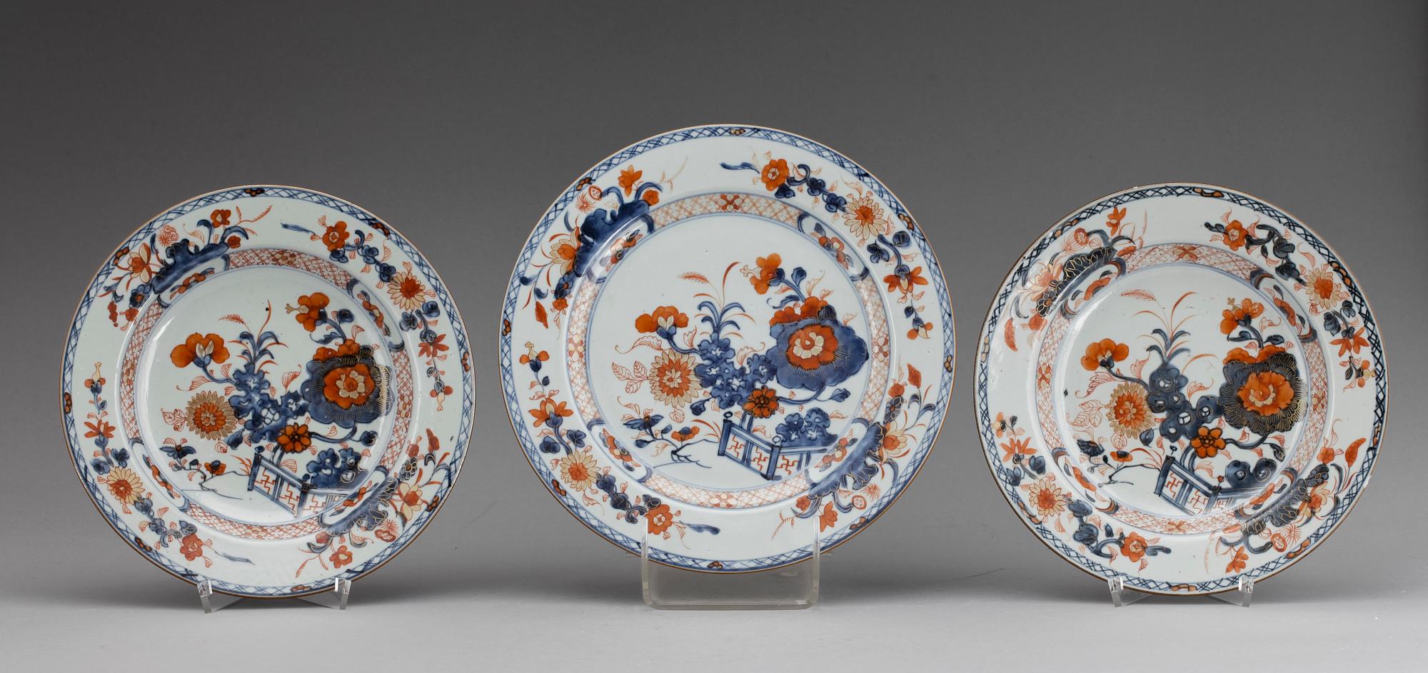 TALLRIKAR, 11 st, porslin, Kina 1700-tal.