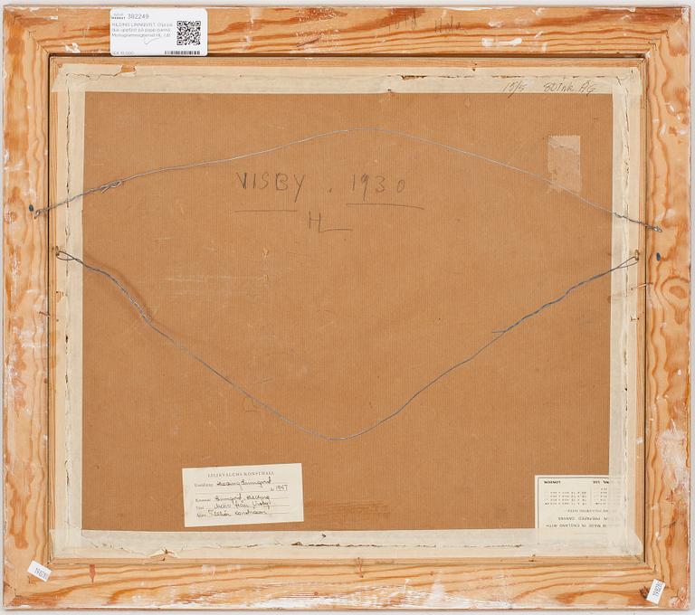 HILDING LINNQVIST. Olja på duk uppfäst på papp-pannå. Monogramssignerad HL.