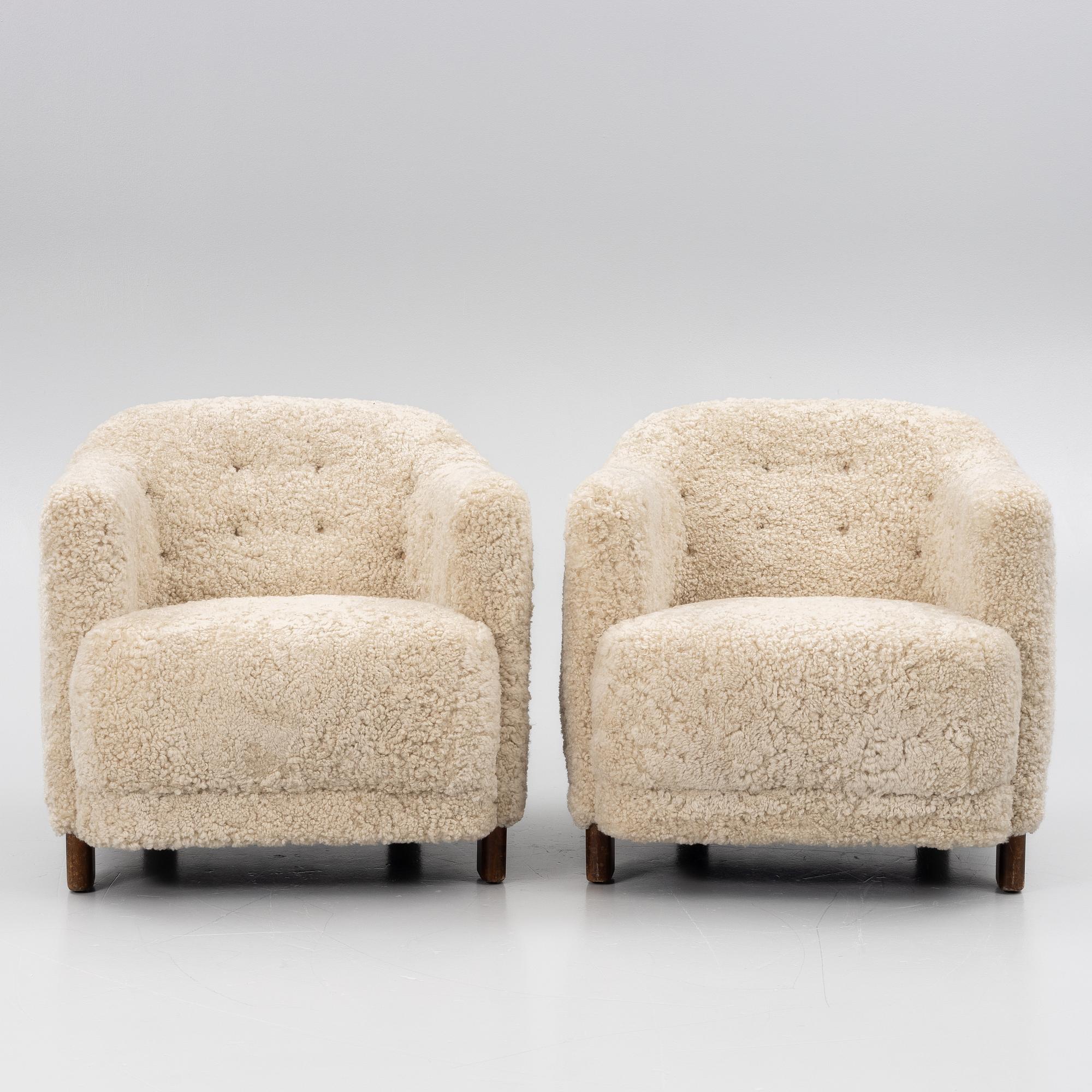 Fåtöljer, ett par, "Continent", modell 217, Asko, Finland, 1930/40-tal.