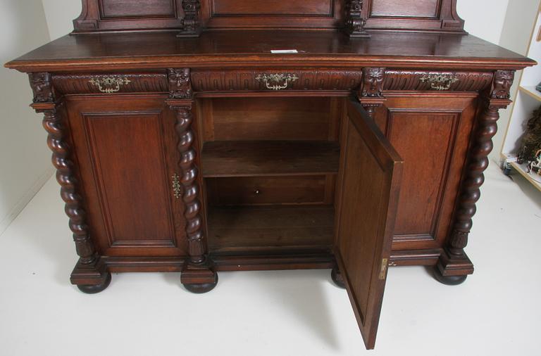 SKÄNKSKÅP, barockstil, beställt av och märkt John Tesch Anno 1882.