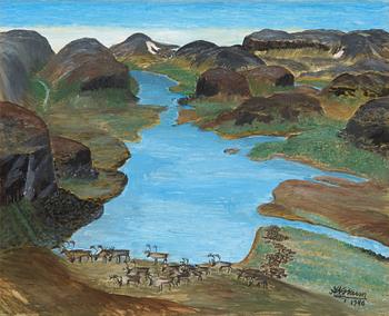 253. Nils Nilsson Skum, Landscape from the North of Sweden with Reindeers.