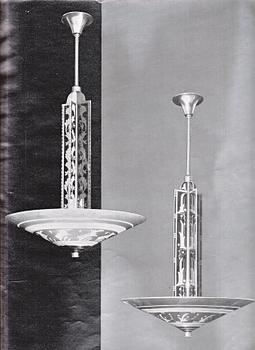 Edward Hald, a ceiling lamp model "HD 615", Orrefors, 1930s.