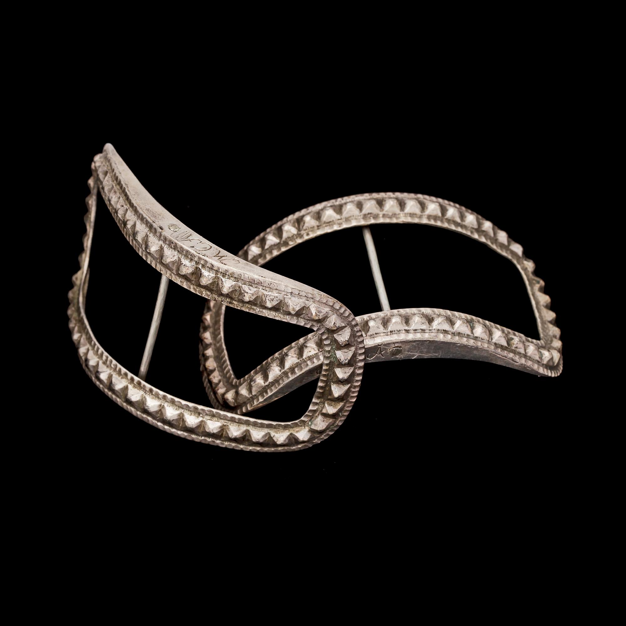 SKOSPÄNNEN, silver, Anders Fredrik Weise, Stockholm, 1787. Ca 60 g.