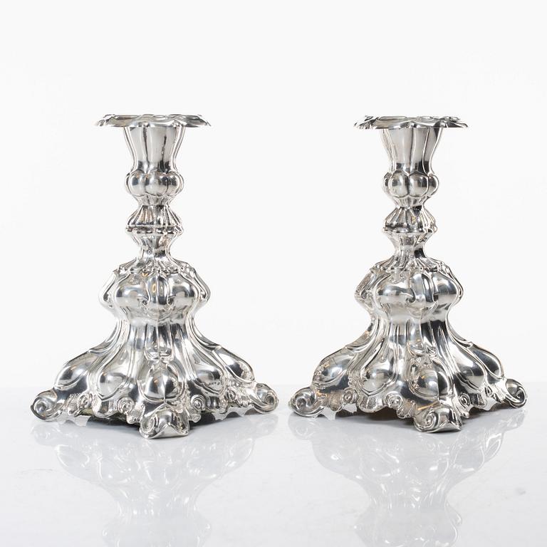 A pair of Swedish silver candelsticks, a pair of silver, mark of Tenn & Silver Ab, Gothenburg 1954.