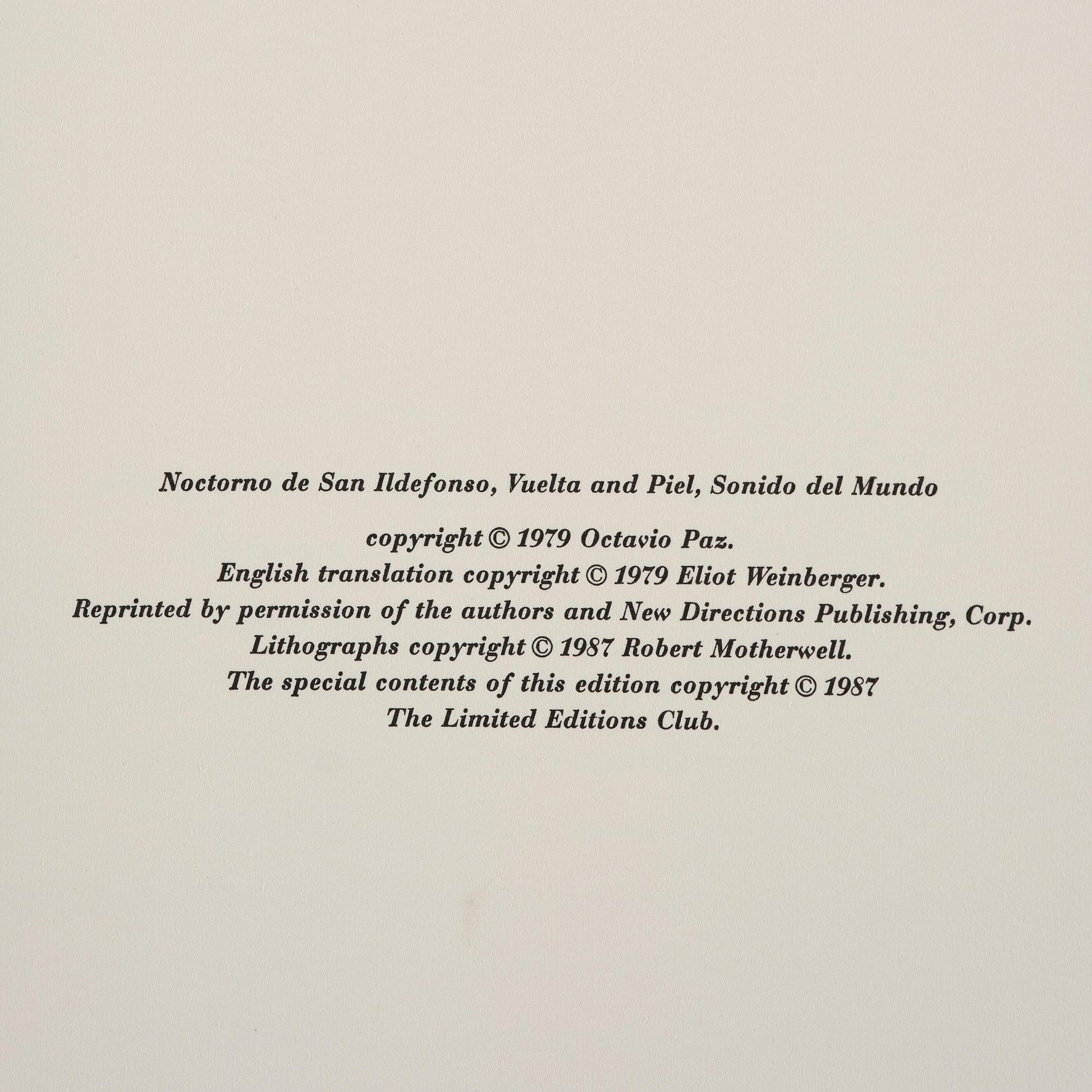 Robert Motherwell, "Octavio Paz, Three Poems".