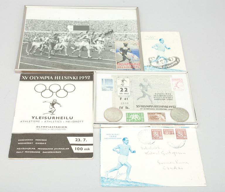 OLYMPISK MEMORABILIA, 5 delar, Helsingfors 1952.