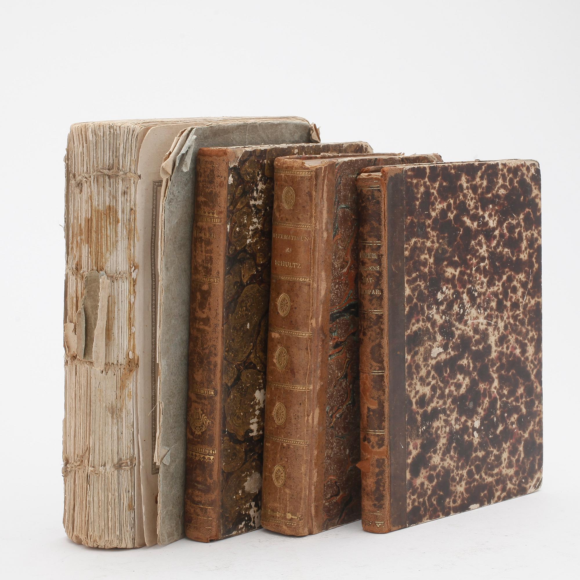 PARTI BÖCKER, 4 st, "Fredmans epistlar", dikter av Vetalis, matsvampar och matematik, 1800-tal.