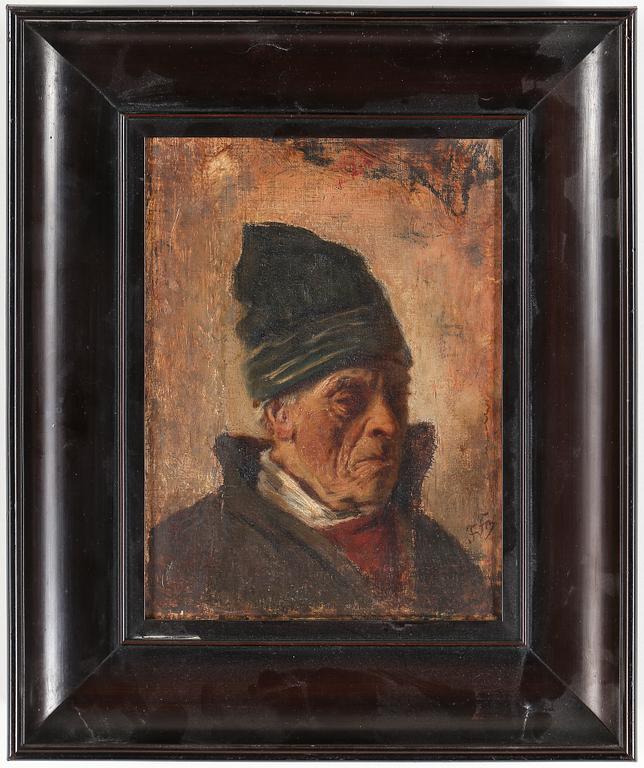 OKÄND KONSTNÄR, Olja på duk, 1800-tal- Otydligt monogramsignerad.