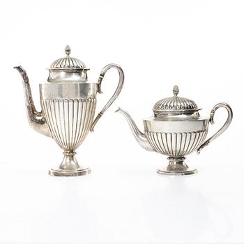 C.G. Hallberg, Tea and coffee service, 4 pieces, silver, Gustavian style, Stockholm 1897–1909.