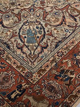 MATTO, semi-antique Tabriz figural, ca 400 x 298,5 cm.