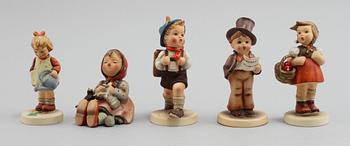 FIGURINER, 5 st, porslin, Hummel, Goebel, 1900-tal.
