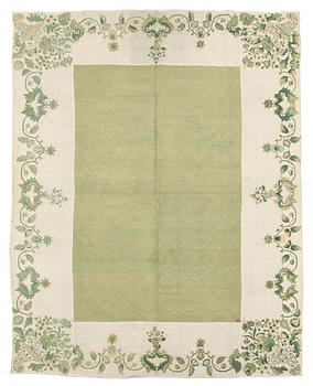 1128. BED COVER. Embroidered silk. Sweden second half of the 18th century.