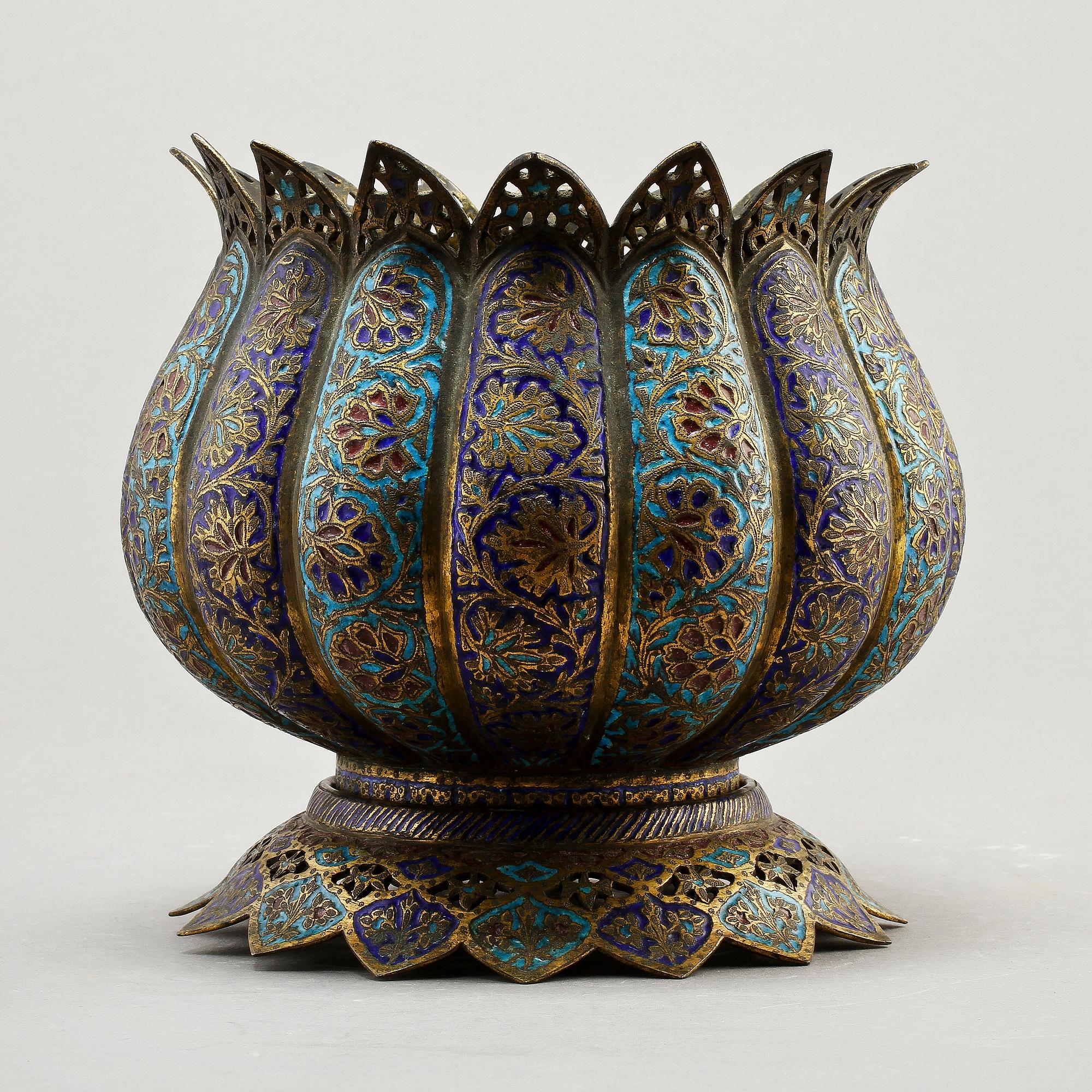 SKÅL på STÄLLNING, cloisonne, orientalisk, 1900-talets början.