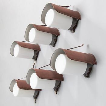 Paavo Tynell, Six mid-20th-century wall lights / outdoor use '7307' for Idman.