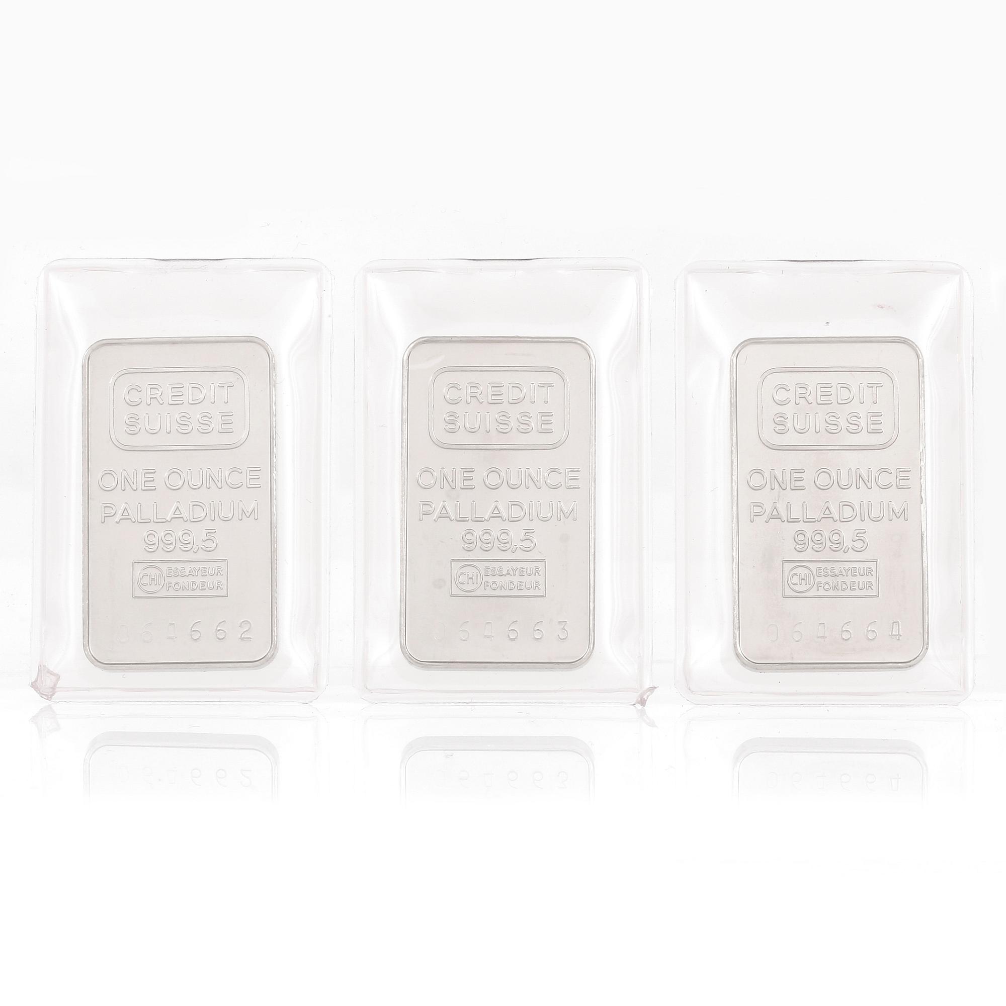 TACKOR, 3 st. Palladium, 1 ounce vardera, Credit Suisse.