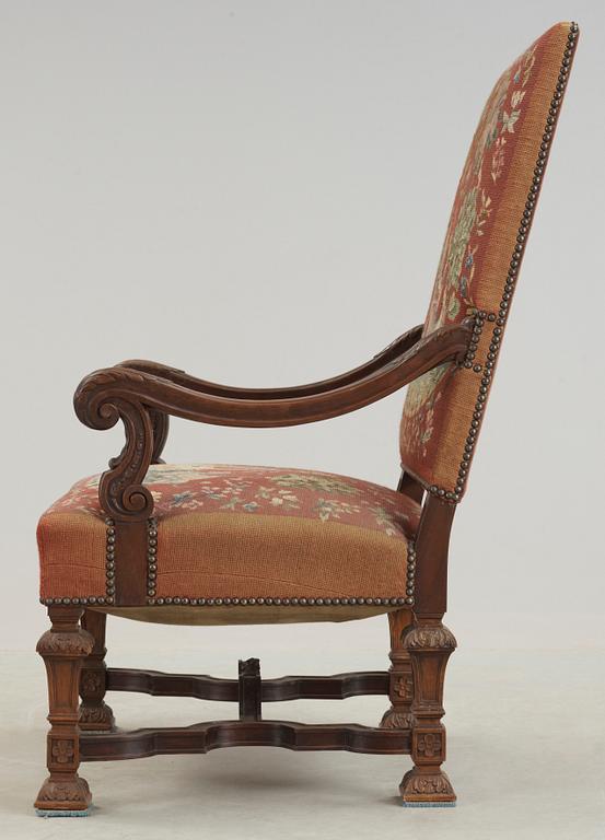 FÅTÖLJ, barockstil, 1900-talets första hälft.