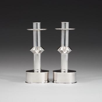 A pair of Swedish 20th century silver candlesticks, marks of Sigurd Persson, Stockholm 1969.