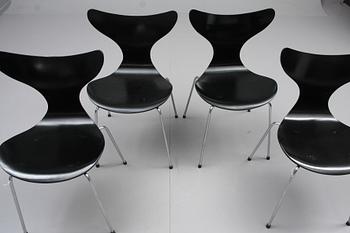 STOLAR, 4 st, "Mågen/Måsen", Arne Jacobsen, Fritz Hansen.