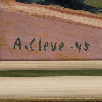 AGNES CLEVE, olja på pannå, sign o dat -45.