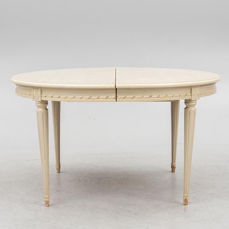 Dining group, Gustavian style, 11 pieces, second half of the 20th Century.