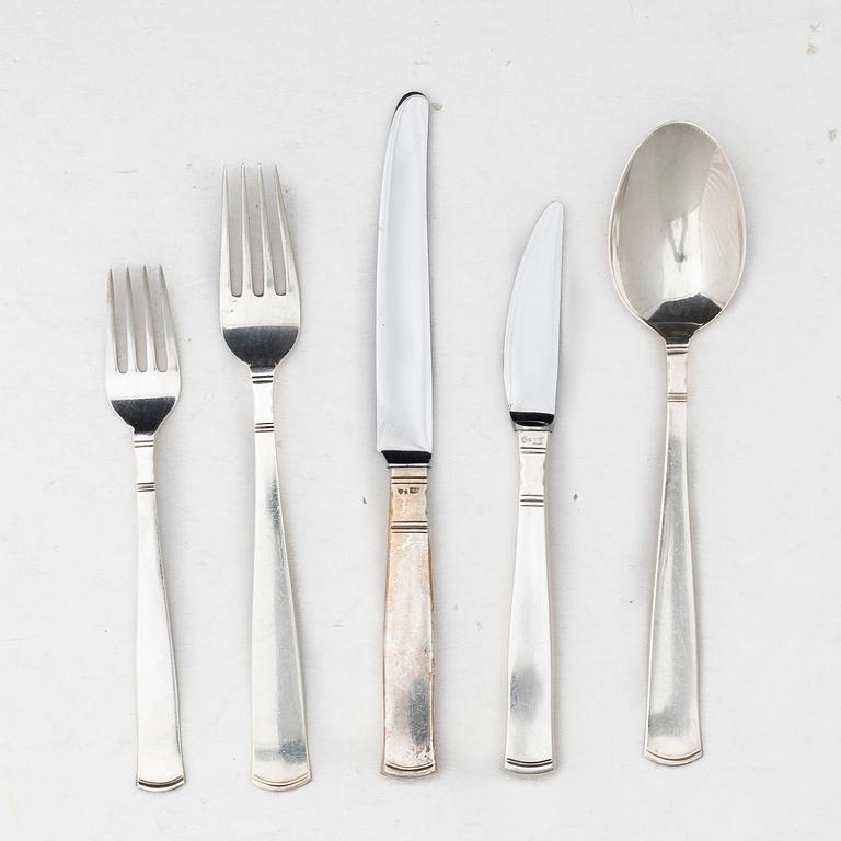 Jacob Ängman, a 60-piece silver flat ware set, 'Rosenholm', GAB, Sweden, 1958-1979.