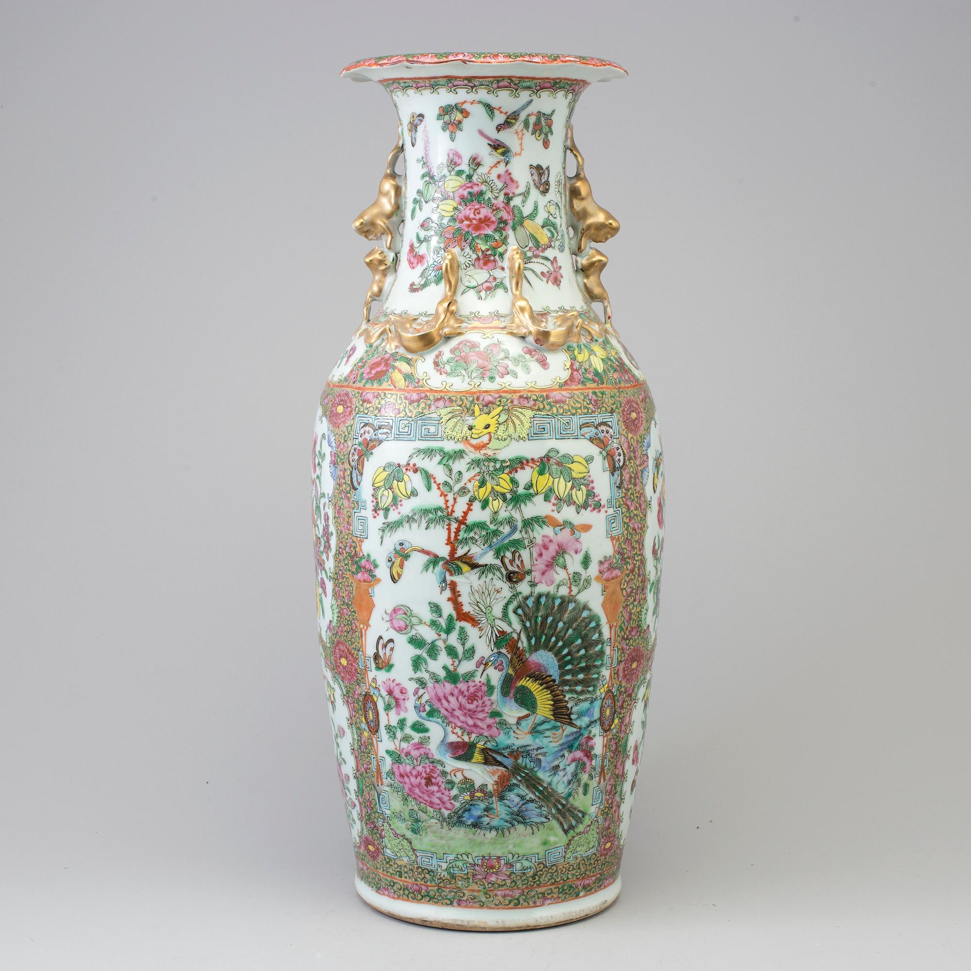 A Chinese famille rose vase, Canton, circa 1900.