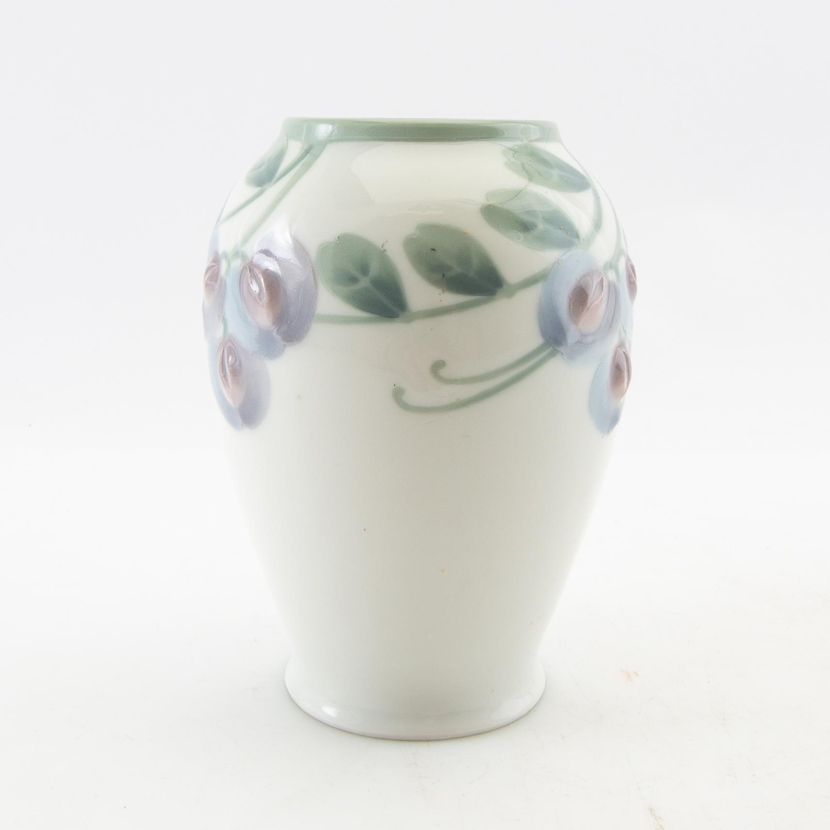 Vase and plate Rörstrand Art Nouveau early 20th century porcelain.